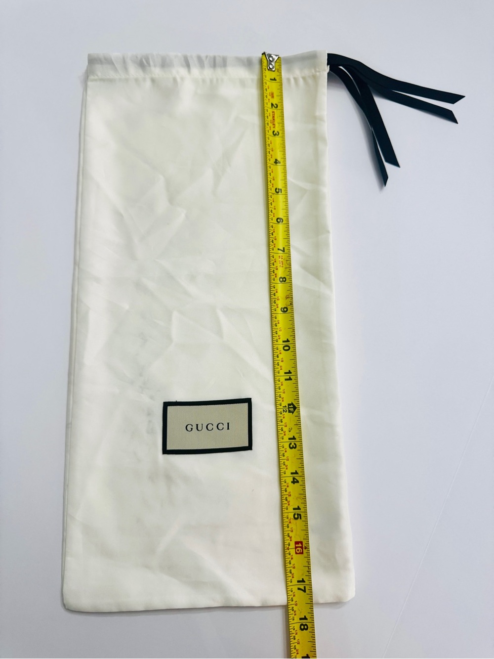 Gucci White Satin Dust Bags Set of 2-Authentic Storage Bag with Drawstring 17x8 - Picture 13 of 14